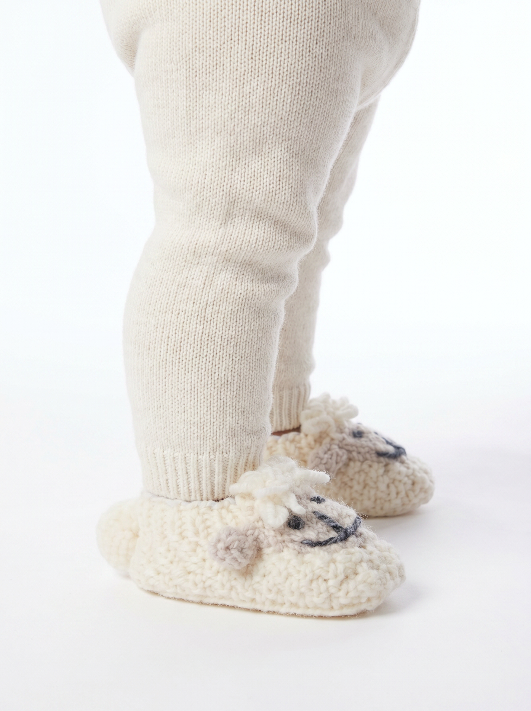 Shepley Baby Aran Wool Booties- Cream