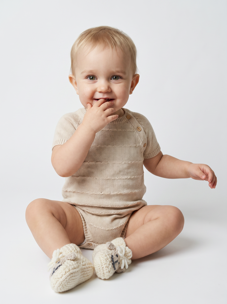 Shepley Baby Aran Wool Booties- Cream