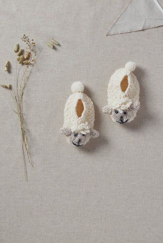 Shepley Baby Aran Wool Booties- Cream