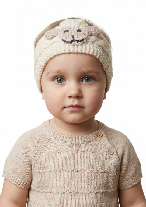 Shepley Baby Aran Wool Headband - Cream