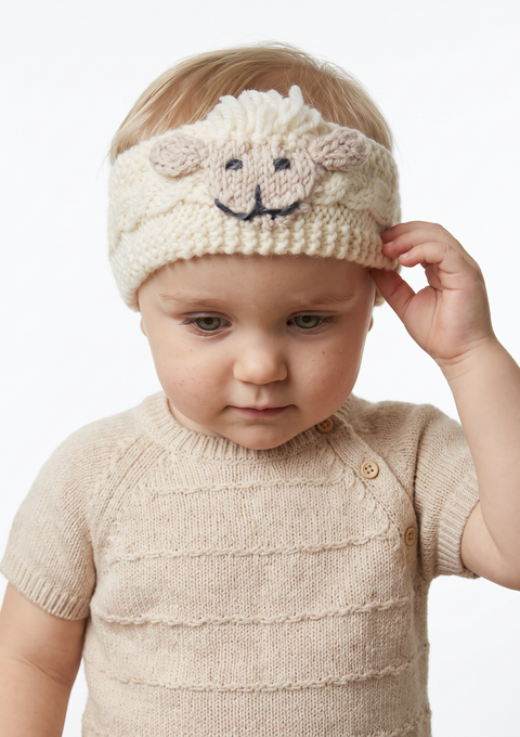 Shepley Baby Aran Wool Headband - Cream