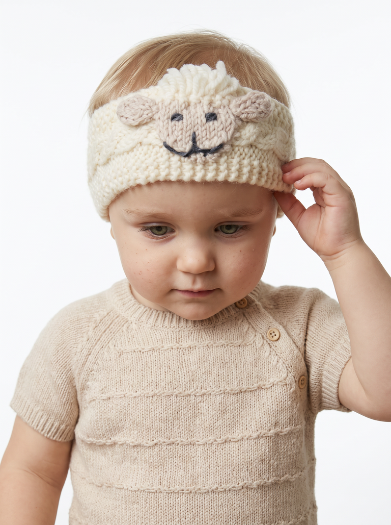 Shepley Baby Aran Wool Headband - Cream
