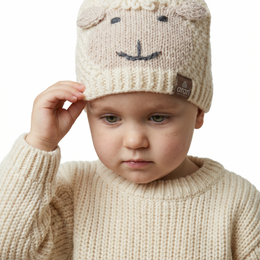 Bonnet en laine Aran pour bébé Shepley - Crème
