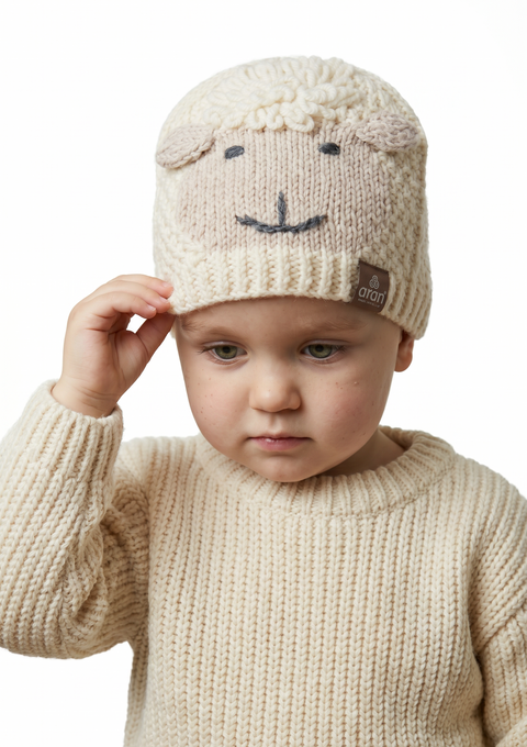Shepley Baby Aran Wool Hat - Cream