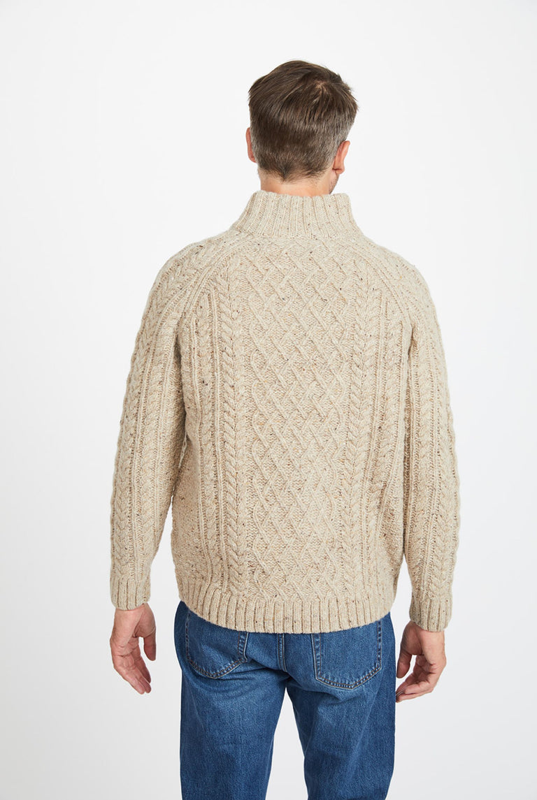 Pull-over zippé Drummin Aran pour homme - Avoine