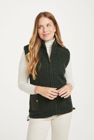 Castlehill Ladies Gilet with Fleece Collar - Green