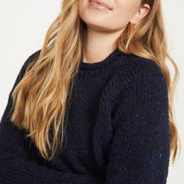 Brackloon Tweed Rollkragenpullover für Damen - Marineblau