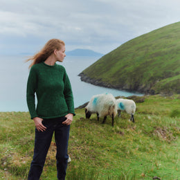 Pull col roulé en tweed Brackloon pour femme - Vert vif