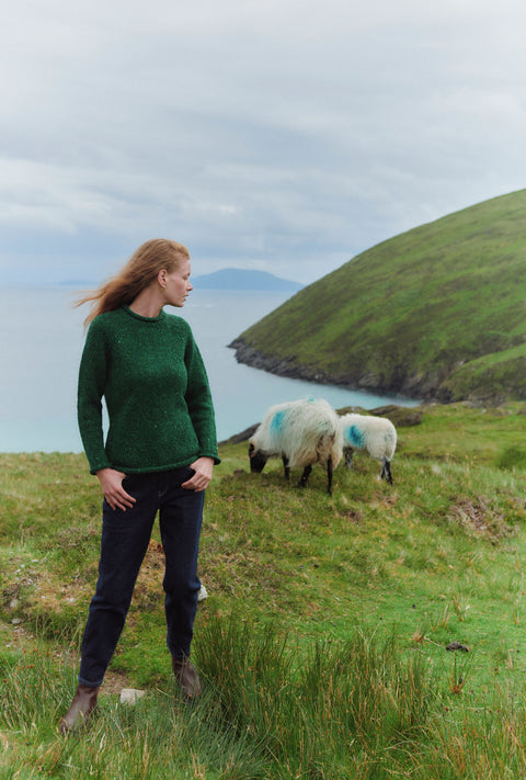 Brackloon Tweed Rollkragenpullover für Damen - Hellgrün
