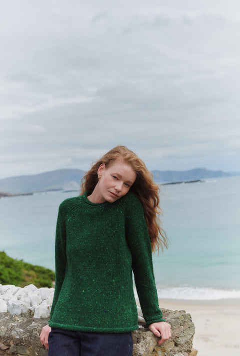 Brackloon Tweed Rollkragenpullover für Damen - Hellgrün