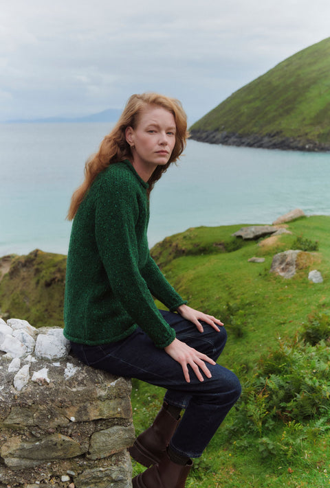 Brackloon Tweed Rollkragenpullover für Damen - Hellgrün