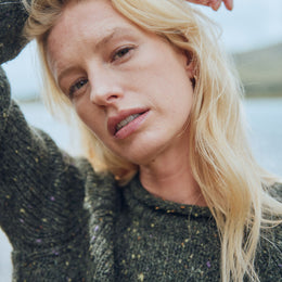 Brackloon Tweed Rollkragenpullover für Damen - Grün