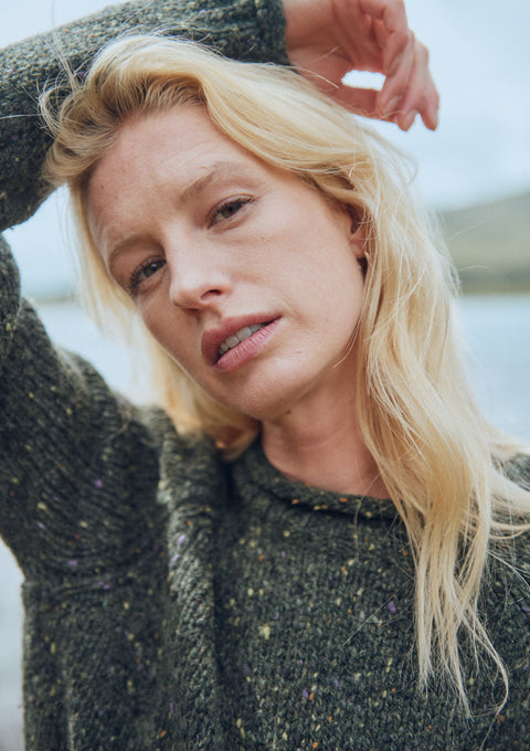 100% Wool sweater, green sweater,  Aran sweater, women's sweater, knitwear, Roll Neck sweater, Ireland,jumper