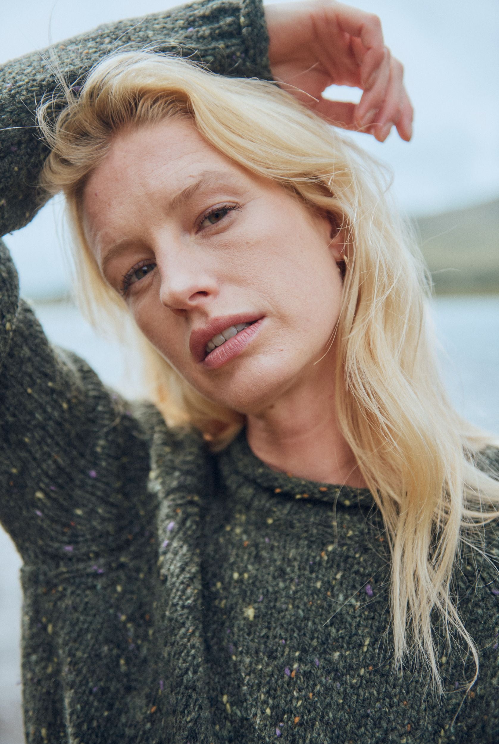 Brackloon Tweed Roll Neck Ladies Sweater Green