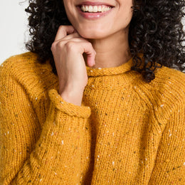 Pull col roulé en tweed Brackloon pour femme - Jaune