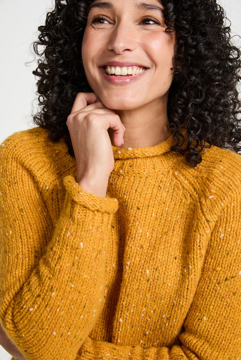 Brackloon Tweed Rollkragenpullover für Damen Gelb