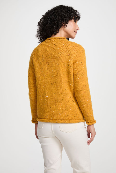 Brackloon Tweed Roll Neck Ladies Sweater - Yellow