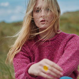 Pull col roulé en tweed Brackloon pour femme - Rose