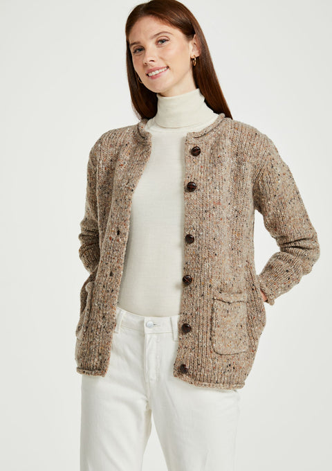 100% wool cardigan, woollen jumper, cardigan, buttoned cardigan, aran wool, knitwear, Ireland, women's cardigan, brown sweater