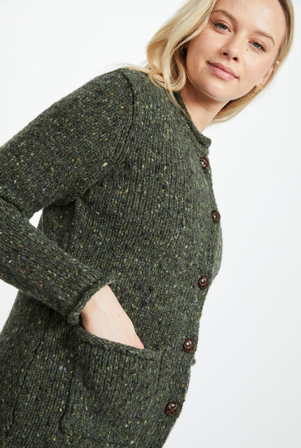 100% wool cardigan, woollen jumper, cardigan, buttoned cardigan, aran wool, knitwear, Ireland, women's cardigan, green sweater