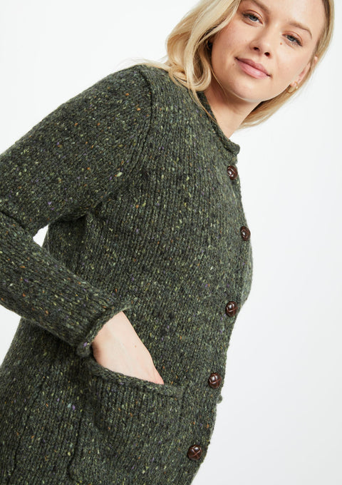 100% wool cardigan, woollen jumper, cardigan, buttoned cardigan, aran wool, knitwear, Ireland, women's cardigan, green sweater
