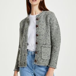 Avondale Tweed-Cardigan für Damen - Hellgrau