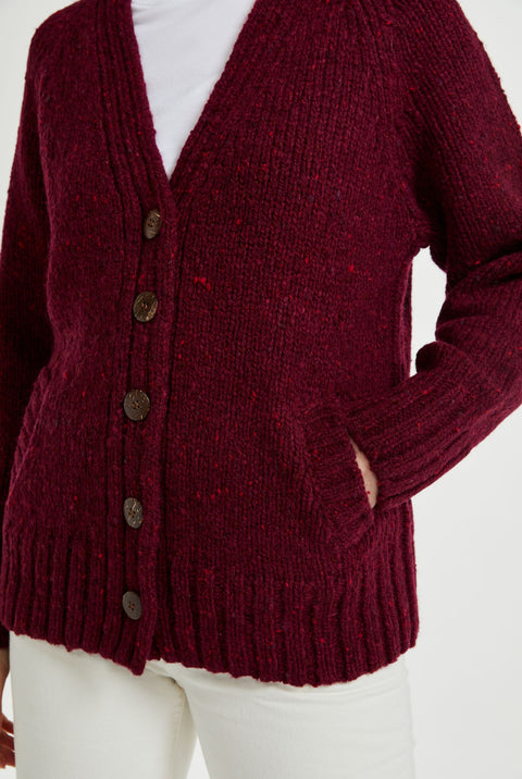 Bonny Glen Ladies Tweed Cardigan - Berry