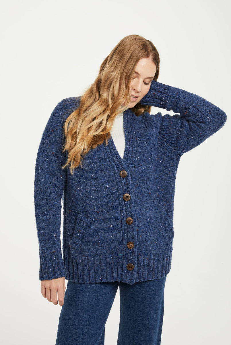 Bonny Glen Ladies Tweed Cardigan - Denim