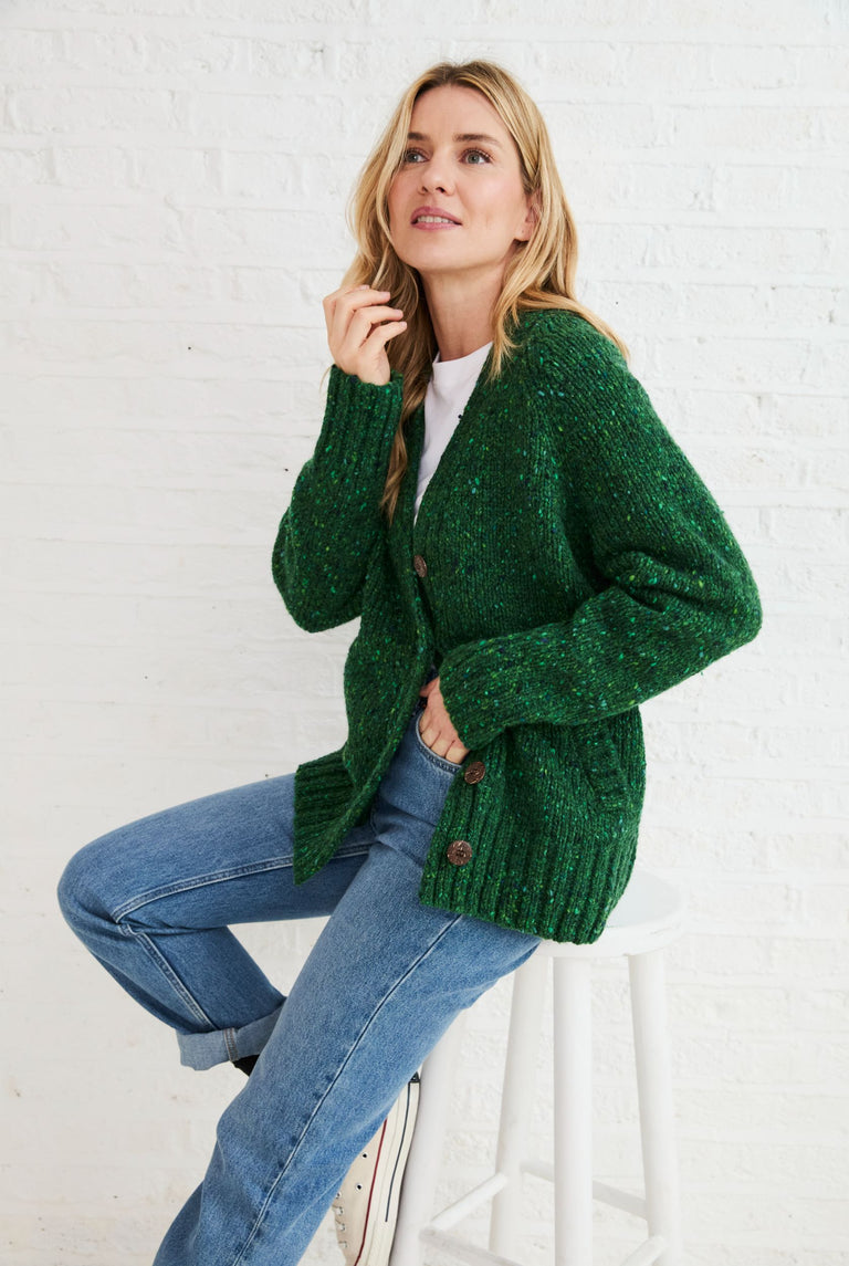 Bonny Glen Ladies Tweed Cardigan - Bright Green