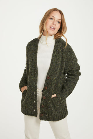 Bonny Glen Ladies Tweed Cardigan - Green