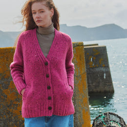 Bonny Glen Ladies Tweed Cardigan - Pink