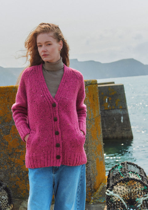 Cardigan en tweed pour femme Bonny Glen - Rose