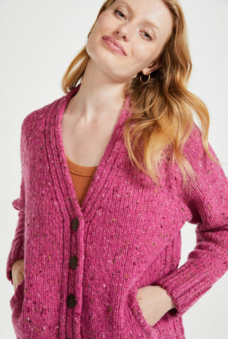 Bonny Glen Ladies Tweed Cardigan - Pink