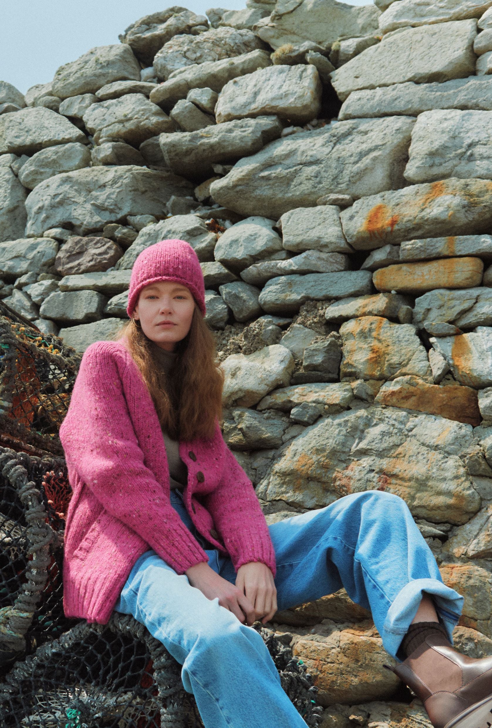 Bonny Glen Ladies Tweed Cardigan Pink