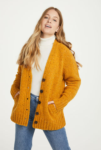 Bonny Glen Ladies Tweed Cardigan - Yellow