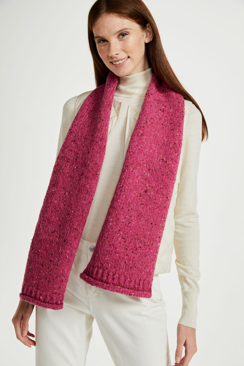 Scarf, 100% wool, woollen scarf, Hat & Scarf, knitwear, unisex, Ireland, aran, gift, pink, made in Ireland