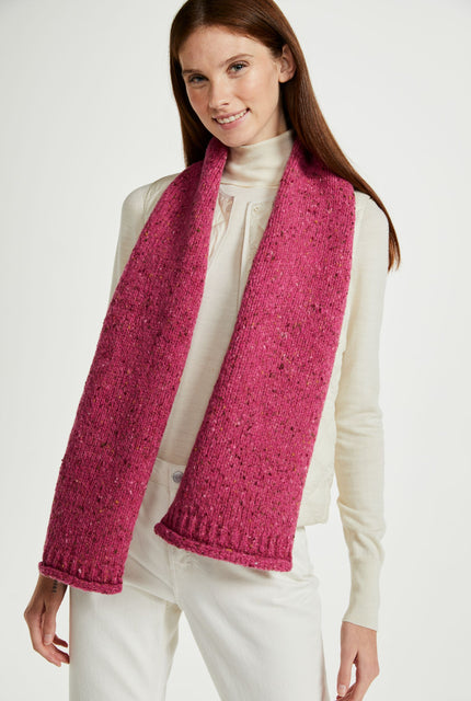 Scarf, 100% wool, woollen scarf, Hat & Scarf, knitwear, unisex, Ireland, aran, gift, pink, made in Ireland