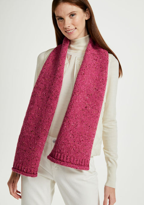 Scarf, 100% wool, woollen scarf, Hat & Scarf, knitwear, unisex, Ireland, aran, gift, pink, made in Ireland