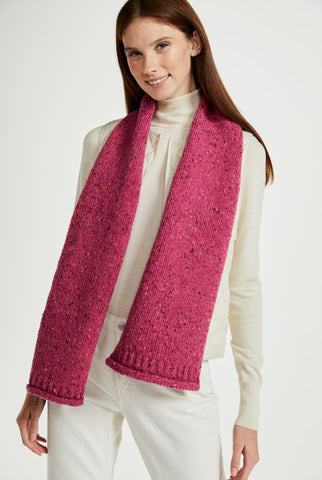 Scarf, 100% wool, woollen scarf, Hat & Scarf, knitwear, unisex, Ireland, aran, gift, pink, made in Ireland