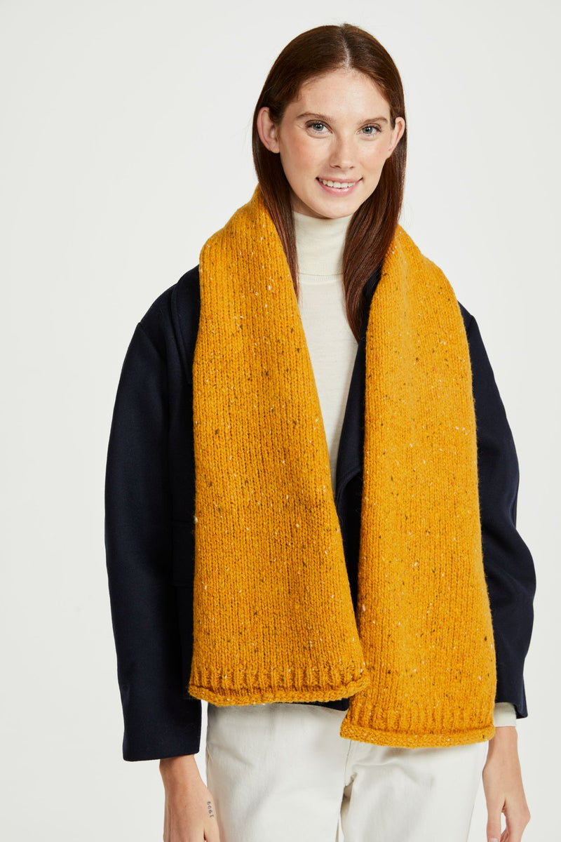 Scarf, 100% wool, woollen scarf, Hat & Scarf, knitwear, unisex, Ireland, aran, gift, yellow, made in Ireland