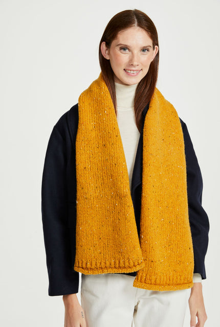 Scarf, 100% wool, woollen scarf, Hat & Scarf, knitwear, unisex, Ireland, aran, gift, yellow, made in Ireland