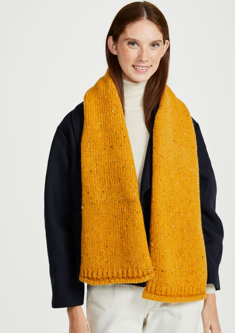 Scarf, 100% wool, woollen scarf, Hat & Scarf, knitwear, unisex, Ireland, aran, gift, yellow, made in Ireland