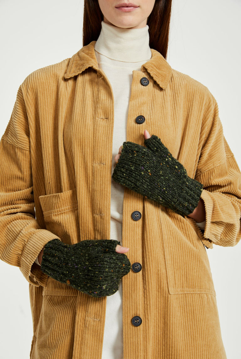 Glenfarne Nepped Fingerless Mitts - Green