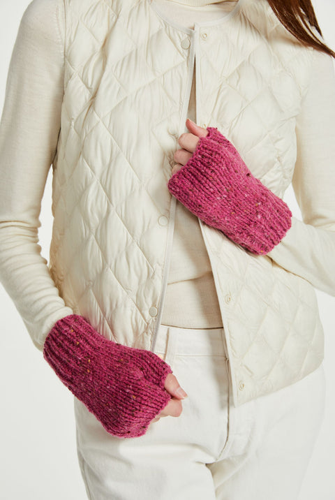 Glenfarne Nepped Fingerless Mitts - Pink