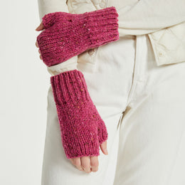 Glenfarne Nepped Fingerless Mitts - Pink