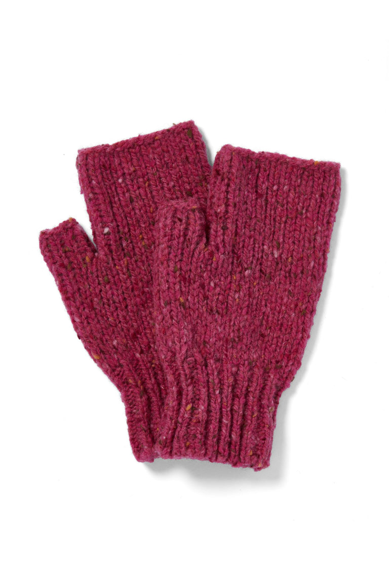 Glenfarne Nepped Fingerless Mitts - Pink