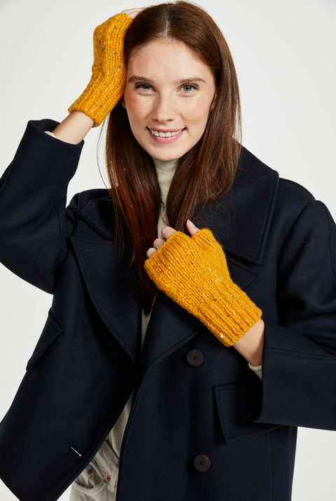 Glenfarne Nepped Fingerless Mitts - Yellow