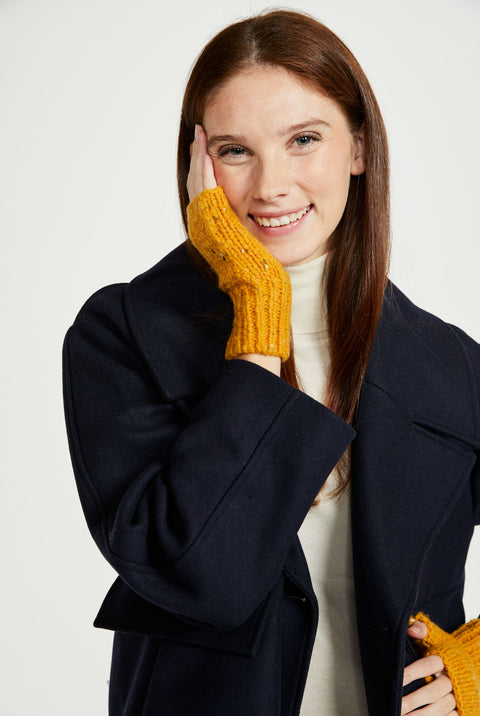 Glenfarne Nepped Fingerless Mitts - Yellow