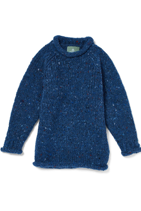 Brackloon Óg Children's Roll Neck Raglan Crew - Navy