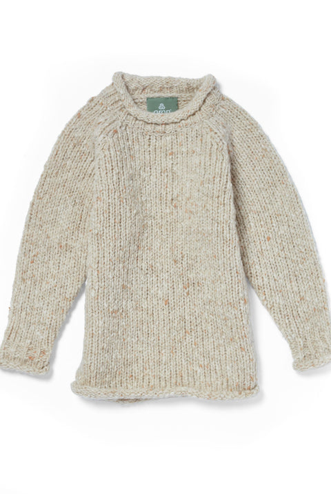 Brackloon Óg Children's Roll Neck Raglan Crew - Cream